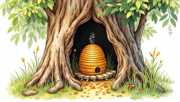 Download A Honeybee Hive Tucked into a Hollow Oak - Oak Collection