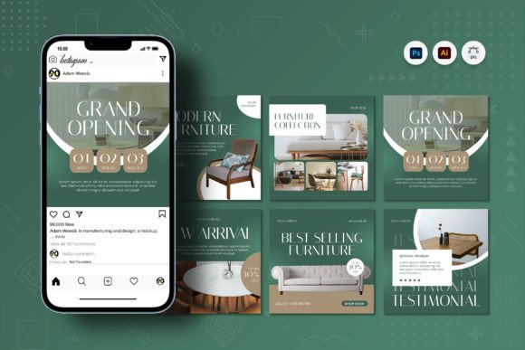 Download Green Gradient Furniture Instagram Post - Furniture Collection